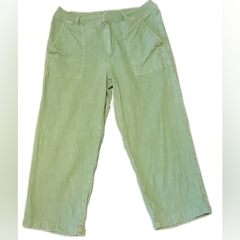 Kut From The Kloth Ultra High Rise Straight Leg Crop Linen Pant Size 4